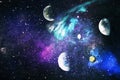 Universe filled with stars  nebula and galaxy . Science fiction art. Elements of this image furnished by NASA Royalty Free Stock Photo