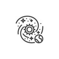 Universe galaxy line icon.