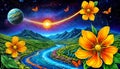 Universe galaxy night sky astronomy cosmos star light nature mountain river beauty