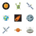 Universe icons set, cartoon style