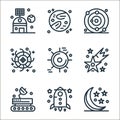 universe line icons. linear set. quality vector line set such as moon, rocket, moon rover, falling star, sun, universe, universe,