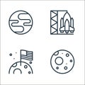 universe line icons. linear set. quality vector line set such as moon, moon, space shuttle