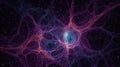 Universe map illustration of matter distribution in space, purple cosmic web of galaxy filaments