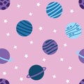 Universe With Planets Seamless Pattern