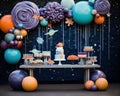 The universe with planets smash cake was custom made. Royalty Free Stock Photo