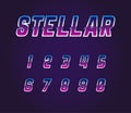 Universe Pulsar 80s Retro Sci-Fi Font Numbers Vector Set