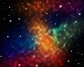 Universe scene dusts nebula clouds and galaxy in space with various kinds of stars illustration background colorful celestial