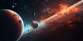 Universe scene with planets, stars and galaxies in outer space showing the beauty of space exploration. AI generated Royalty Free Stock Photo