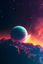 Universe scene with planets, stars and galaxies in outer space showing the beauty of space exploration. AI generated Royalty Free Stock Photo