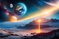 Universe Scene With Planets, Stars And Galaxies In Outer Space Showing The Beauty Of Space Exploration. Elements Furnished By Nasa Royalty Free Stock Photo