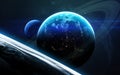 Universe scene with planets, stars and galaxies in outer space showing the beauty of space exploration. Elements furnished by NASA Royalty Free Stock Photo