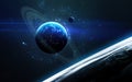 Universe scene with planets, stars and galaxies in outer space showing the beauty of space exploration. Elements furnished by NASA Royalty Free Stock Photo