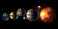 Universe scene with planets, stars and sun in outer space. Generative AI