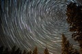 Universe spiraling around north star on night sky