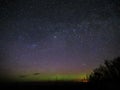 Night sky stars and polar lights Perseus constellation Andromeda Galaxy Royalty Free Stock Photo