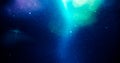 Universe with stars and mix the blue, green and purple lights Royalty Free Stock Photo