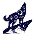 Universe wolf vector illustration design Royalty Free Stock Photo