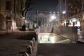 Universitate parking entrance by night