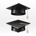 University academic graduation caps with tassel vector illustration