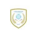 University and academy vector icons. Emblems or shields set for high school education graduates in maritime science, or law. Royalty Free Stock Photo