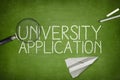 University application concept on blackboard