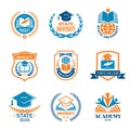 University badges. School business identity quality emblem college vector logo