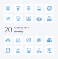 20 University Blue Color icon Pack like online assignment phisics college learning education