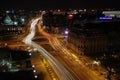 University of Bucharest and Magheru Boulevard by night, Bucharest, Romania