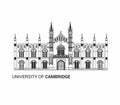 University of Cambridge. Flat Vector Illustration.