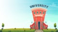 University campus building hall education for students cartoon vector illustration , brotherhood smart nerd classes hipster young Royalty Free Stock Photo