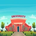 University campus building hall education for students cartoon vector illustration , brotherhood smart nerd classes hipster young Royalty Free Stock Photo