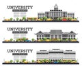 University Campus Set. Study Banners Isolated on White. Vector Illustration Royalty Free Stock Photo