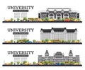 University Campus Set. Study Banners Isolated on White Royalty Free Stock Photo