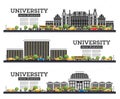 University Campus Set. Study Banners Isolated on White Royalty Free Stock Photo
