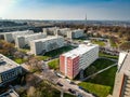 University campus Strahov in Spring with Petrin tower in background Royalty Free Stock Photo