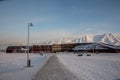 Longyearbyen, Svalbard in Norway - March 2019: The University Center, Svalbard Science Center - UNIS - and Svalbard Royalty Free Stock Photo