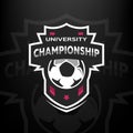 University championship, soccer logo.