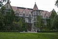 The University of Chicago. Building in English gothic style in garden.