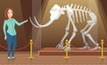 Teacher Showing Mammoth Skeleton in Museum Vector Royalty Free Stock Photo