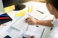 University / college student doing homework in classroom, education concept Royalty Free Stock Photo