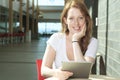 University / college student girl looking happy Royalty Free Stock Photo