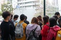 27 2 2021 university or college students with face mask gather together to listen to professor or teacher about field hydraulic