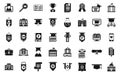 University department icons set simple vector. Student campus