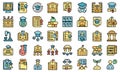 University department icons set vector flat