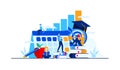 University education the students study on a campus vector flat illustration
