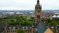 University of Glasgow - historic main building from above - aerial view