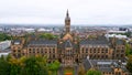 University of Glasgow - historic main building from above - aerial view