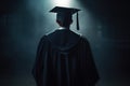 University graduate in dark room with spotlights, concept of Academic achievement, created with Generative AI technology Royalty Free Stock Photo