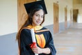 University graduate receives degree certificate. Royalty Free Stock Photo