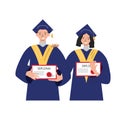 University graduated couple students holding Royalty Free Stock Photo